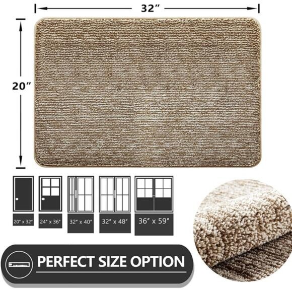 Indoor Doormat, Front Door Mat 20"x32" Absorbent Rubber Backing Non Slip Back - Picture 2 of 7